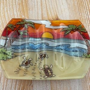 Beautiful glass Leh company soap/trinket dish